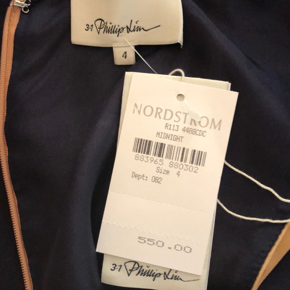 NWT 3.1 Phillip Lim Blue, Tan & White Dress SZ 4 - Picture 6 of 8